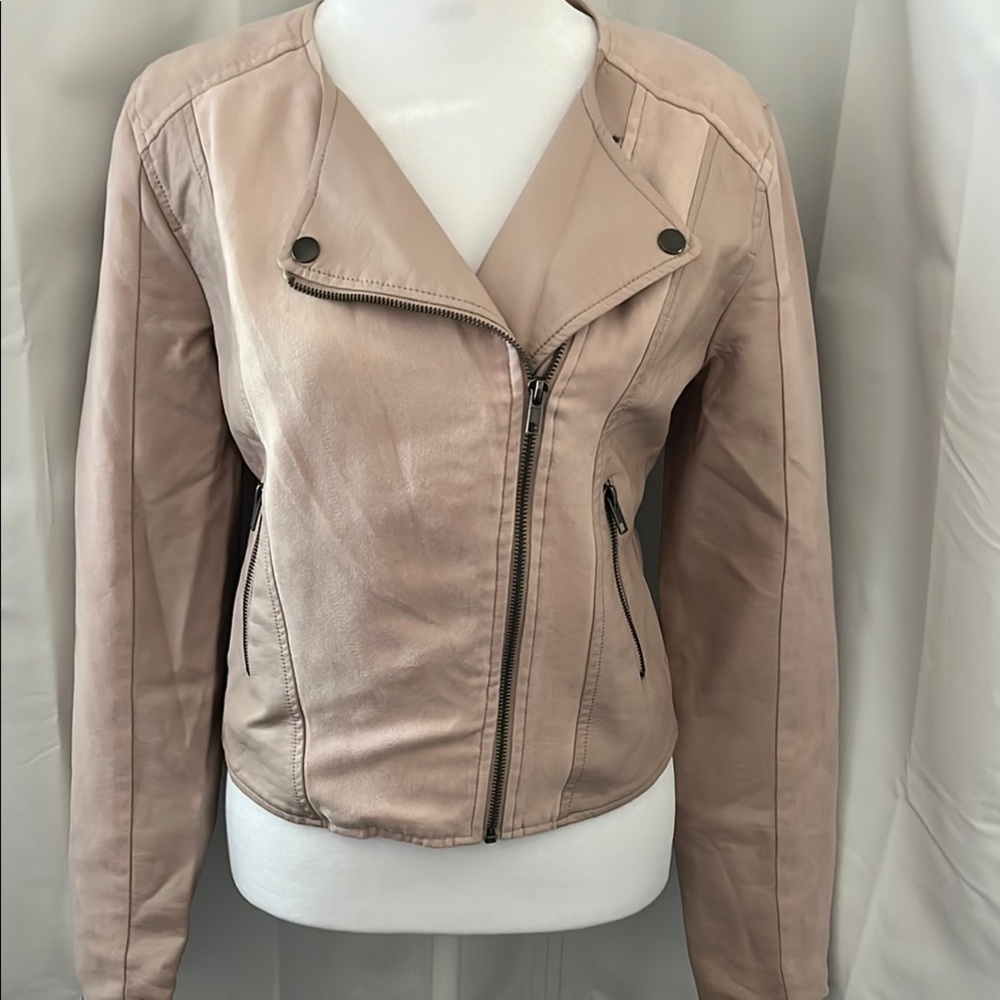 Moto Faux Leather Pink Jacket - NWT Size M
